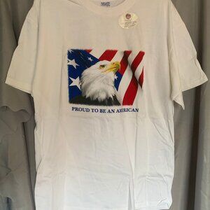 4/pc "Proud to be an American" white T-shirt size/L
